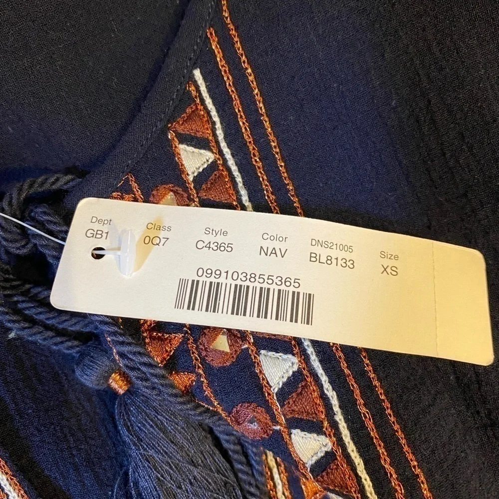 NEW J. Crew Blouse Tank Aztec XS Cotton Blouse Top Navy Southwest Vibe